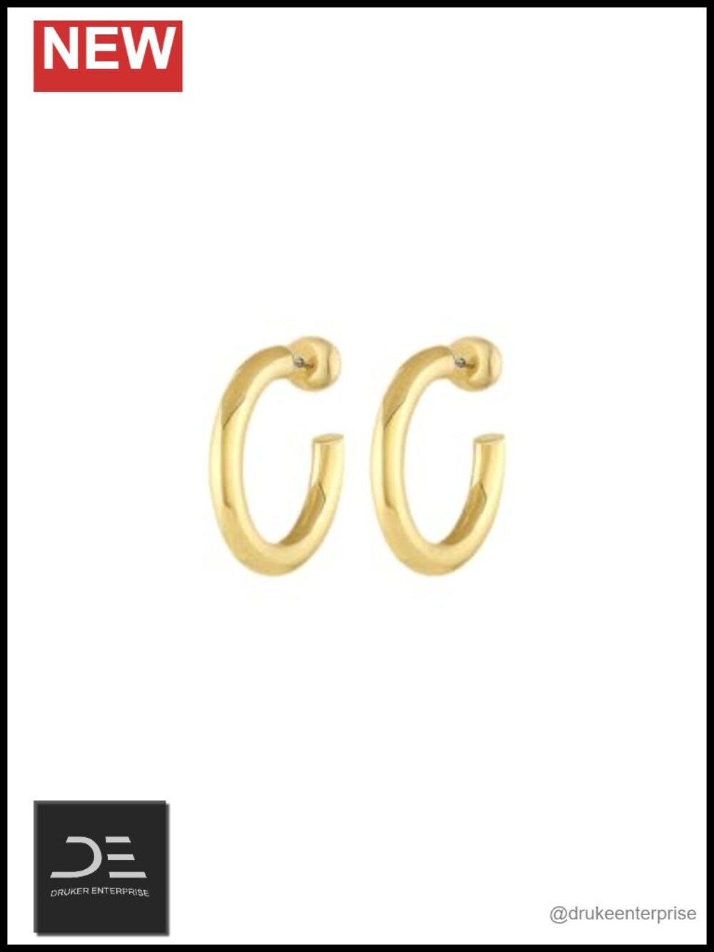 18k Gold Plated Small Hoop Earrings Surgical Steel Post Closure